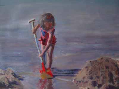 Girl on beach with spade - wissant France