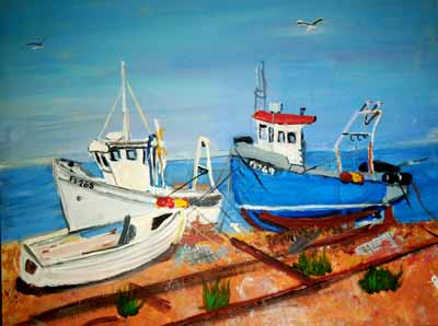 fishing boats on hythe beach