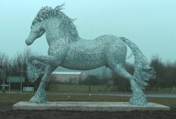 Giant Gypsy Cob horse sculpture by Andy Scott